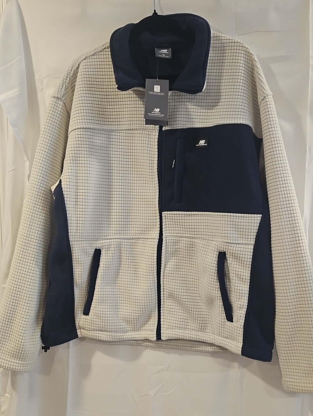 New Balance Navy and Cream Grid Fleece Jacket